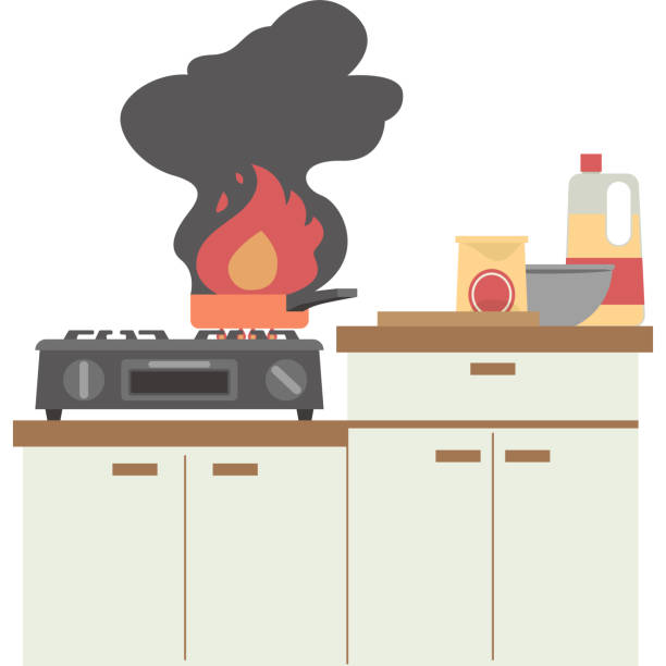 Kitchen Fire Drawing 70+ Putting Out Kitchen Fire Stock Illustrations, Royalty-Free Vector ...