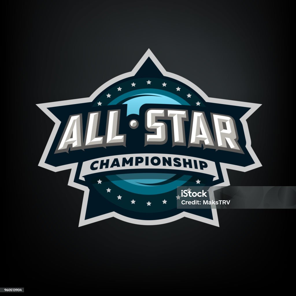 All star sports, template symbol design on a dark background. All star sports, template symbol design. Logo stock vector