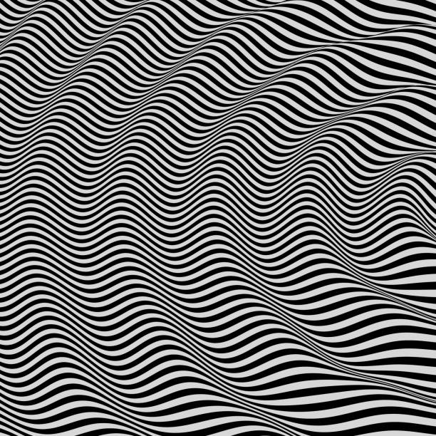 3D wavy background. Dynamic effect. Black and white design. Pattern with optical illusion. Vector illustration. 3D wavy background. Dynamic effect. Black and white design. Pattern with optical illusion. Vector illustration. moving optical illusions stock illustrations