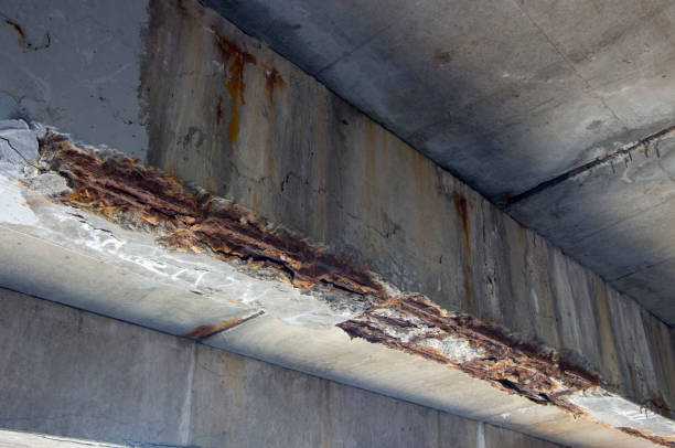 istock Damaged bridge support close - up transportatin concrete 960523322