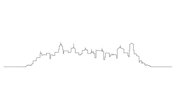 ilustraciones, imágenes clip art, dibujos animados e iconos de stock de vector ilustración de dibujo artístico de genérico ciudad rascacielos ciudad rascacielos skyline - lugar no específico