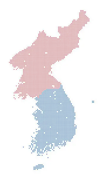 Vector illustration of Map of Dots - North and South Korea