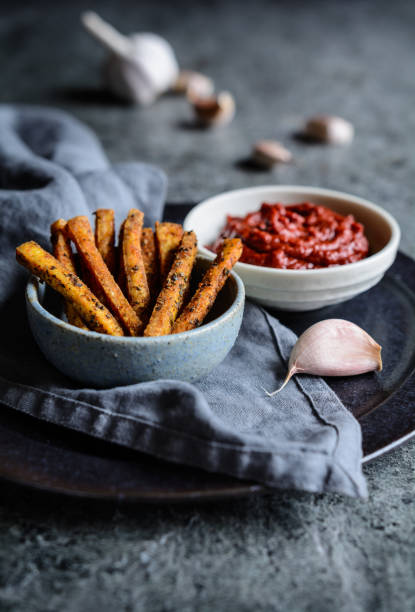 istock Spiced Tofu fries served with tomato sauce 960526814