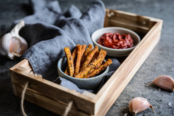 istock Spiced Tofu fries served with tomato sauce 960526830