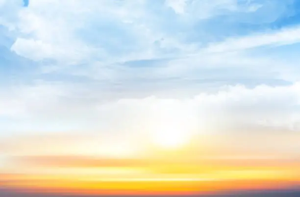Vector illustration of Sunset sky background with transparent clouds. Vector illustration