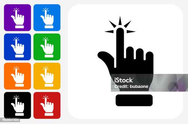 Tip Of The Fingers Icon Square Button Set Stock Illustration - Download Image Now - Finger, Flying, Blue