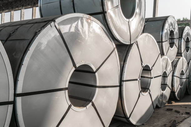 istock Steel coils inside a factory 960541356