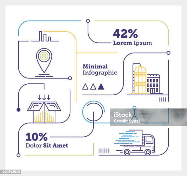 Supply Chain Mini Infographic Stock Illustration - Download Image Now - Delivering, Freight Transportation, Silo