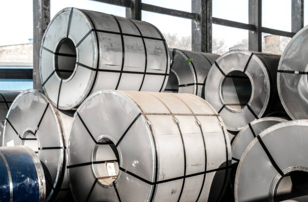 istock Steel coils inside a factory 960543648