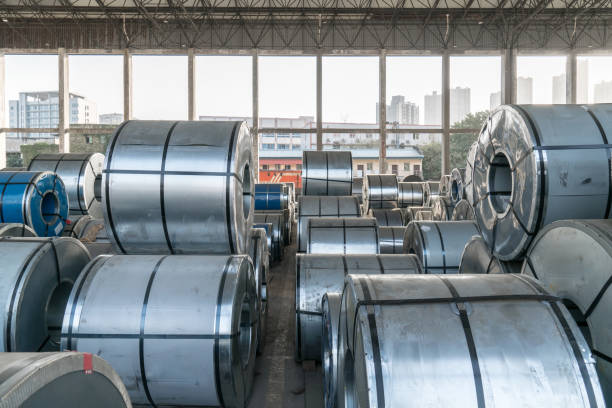 istock Steel coils inside a factory 960547024