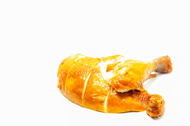 Poultry: Roast Chicken Leg Isolated on White Background