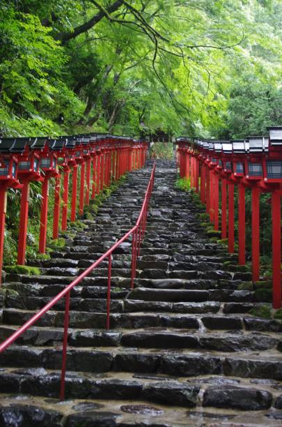 Kifune shrine (Kyoto city.Japan) Kifune shrine's god is Taka-Okami-no-kami.Taka-Okami-no-kami is rules water and weather.Most beautiful season of Kifune shrine is rainy season.I think so. heian period stock pictures, royalty-free photos & images