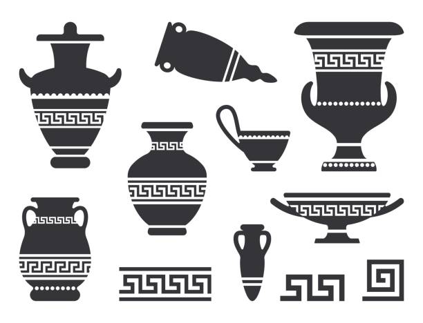 흰색 바탕에 하는 고립 된 화병 - jug pitcher pottery old stock illustrations
