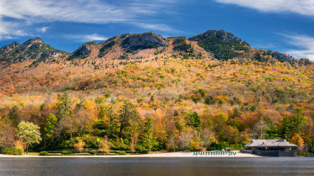 autumn grandfather mountain resort - mile high wahadłowy most - mountain range landscape scenics autumn zdjęcia i obrazy z banku zdjęć