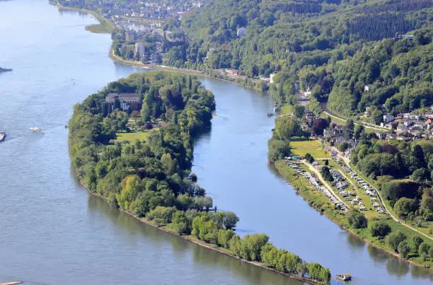 Nonnenwerth is an island near Bad Honnef in the Rhine, upriver from Cologne, administratively part of Remagen in Rhineland-Palatinate.