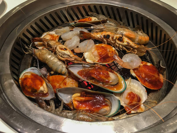 istock Fresh seafood on charcoal grilled. 960578738
