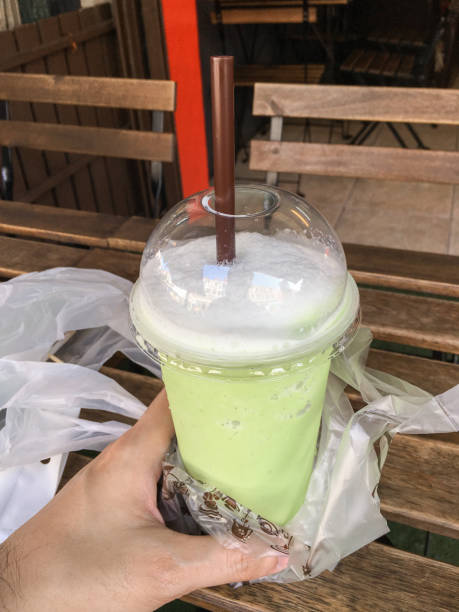 green tea frappe in the coffee shop
