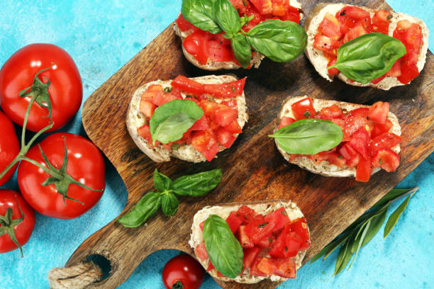 istock fresh tomato bruschetta. italian food appetizer with basil 960590284