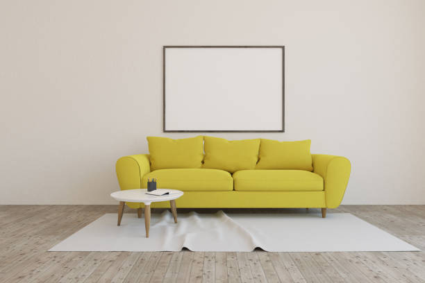 istock White living room, yellow couch, poster 960595060