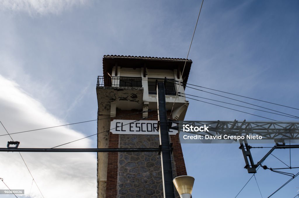El Escorial sign Sign saying "El Escorial" (name of the village), in Spain, near Madrid. 2017 Stock Photo