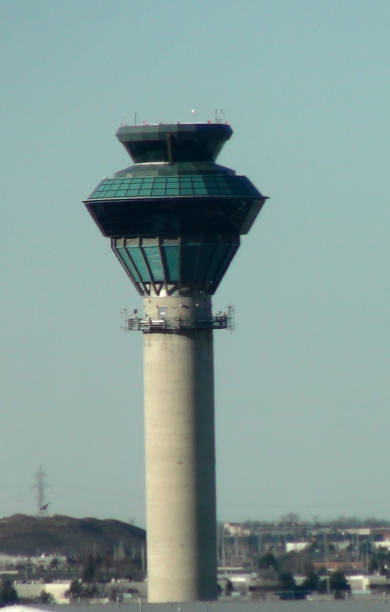 Toronto Pearson Airport Traffic Control Tower View In Ontario Canada