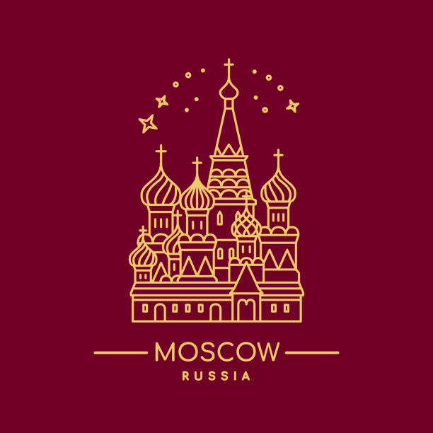 ilustrações de stock, clip art, desenhos animados e ícones de st. basil's cathedral vector illustration. line art. moscow landmark. - russia moscow russia st basils cathedral kremlin