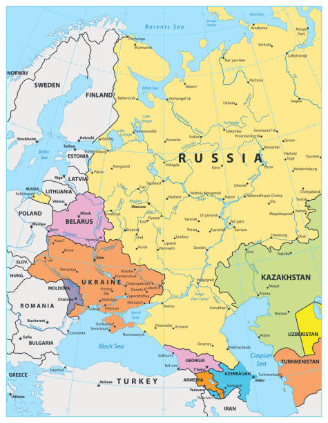 Eastern Europe Political Map Eastern Europe Political Map. Detailed vector illustration of map. eastern europe stock illustrations