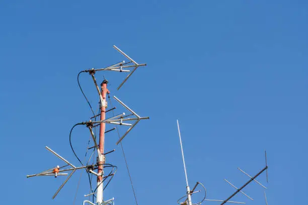 Photo of Professional Radio Fm Antennas for radio station on building roof
