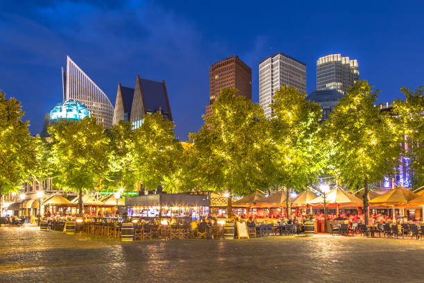 istock Famous Plein square The Hague at night 960625216