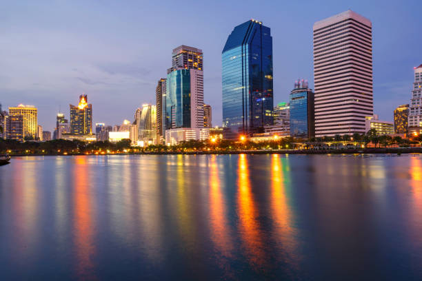 istock Bangkok city downtown at twilight with reflection 960654364