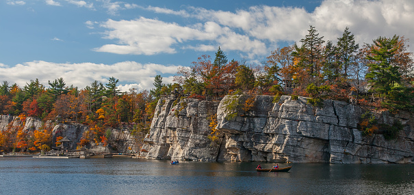 The forests and wilderness surrounding the luxurious Mohonk Mountain House Resort in New York's Hudson Valley.