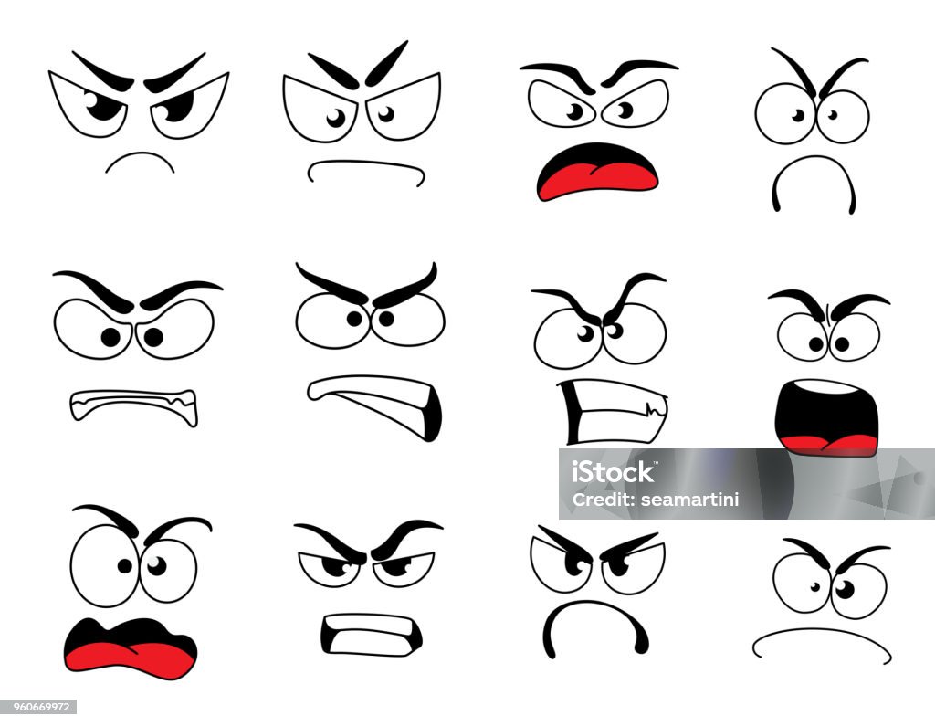 Angry Human Face Icon Of Upset Emoticon And Emoji Stock Illustration -  Download Image Now - Displeased, Eye, Anger - iStock