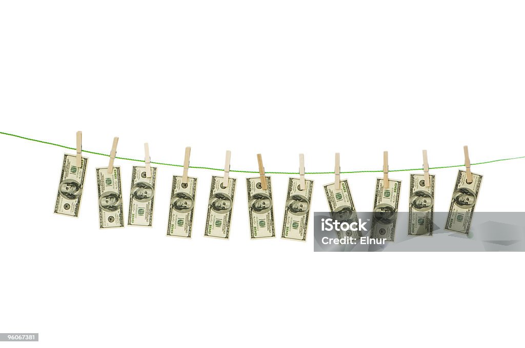 Geldwäsche-Konzept mit Dollar auf das Seil - Lizenzfrei Ausgedörrt Stock-Foto