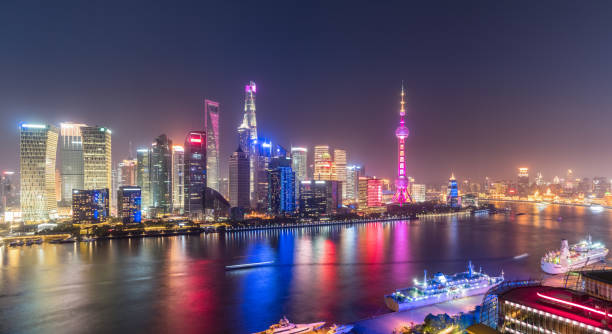 istock beautiful shanghai cityscape in evening 960683282