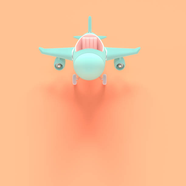 airplane toy blue pastel color minimal concept with copy space for your text, 3d render.