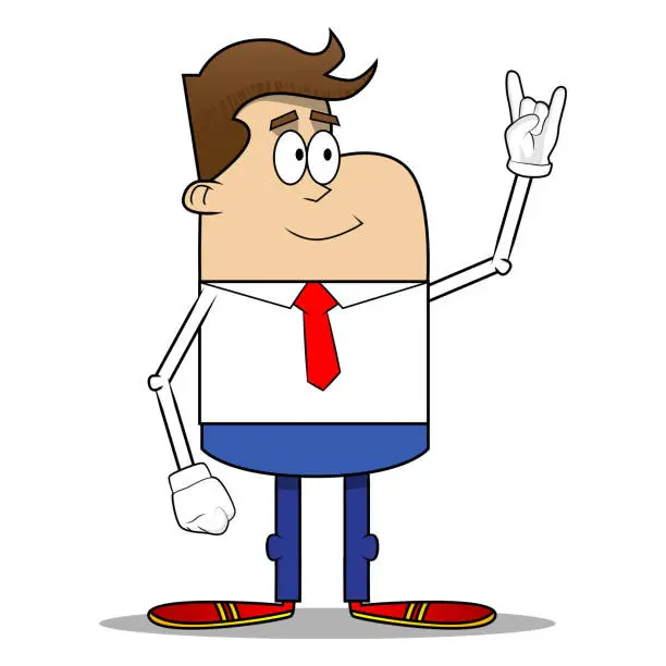 Vector illustration of Businessman with hand in rocker pose.