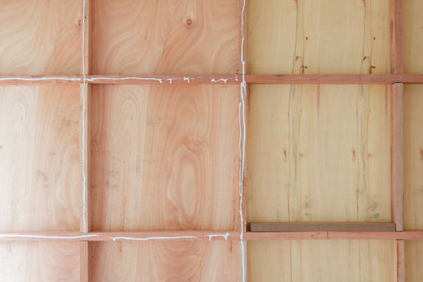 istock Interior construction site with wood wall decoration of home 960699426