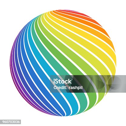 istock Abstract full color rainbow spectrum striped ball 960703036