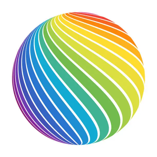 Vector illustration of Abstract full color rainbow spectrum striped ball