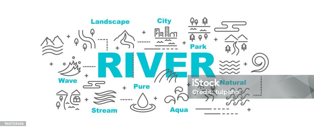 river vector banner river vector banner design concept, flat style with icons River stock vector
