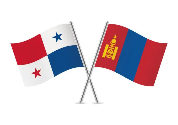 Vector illustration of Panama and Mongolia flags. Vector illustration.