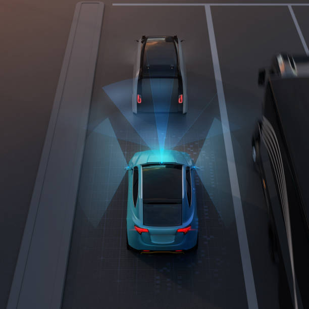 istock Rear view of blue SUV emergency braking to avoid car crash 960714078