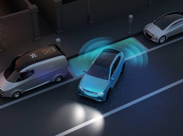 istock Autonomous SUV is parallel parking into parking lot at roadside 960714220