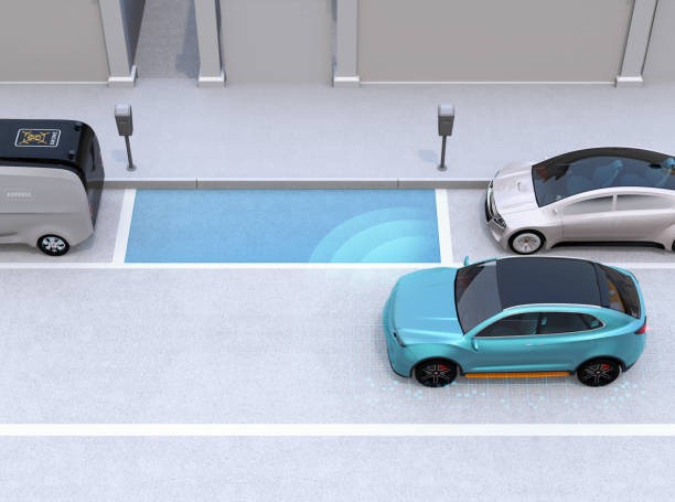 istock Autonomous SUV is parallel parking into parking lot at roadside 960714244
