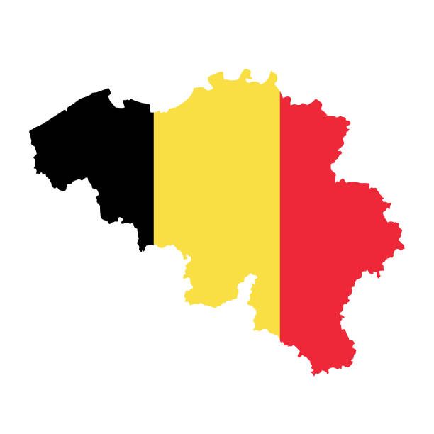 illustrazioni stock, clip art, cartoni animati e icone di tendenza di mappa della bandiera belga - belgio