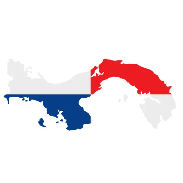 Vector illustration of Panama flag in the map