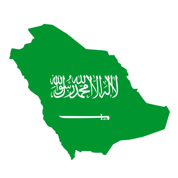 Vector illustration of Saudi Arabia flag in the map