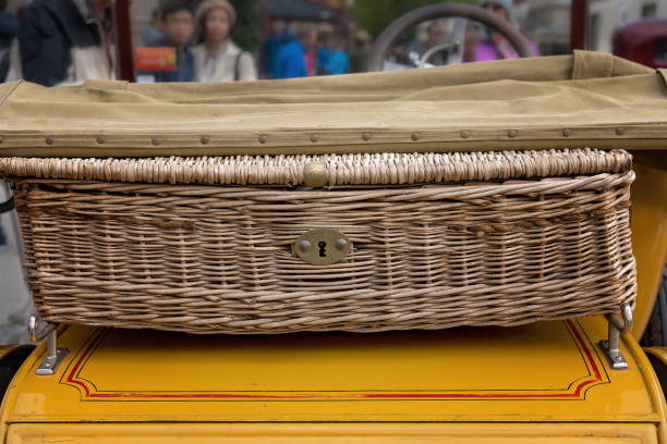 istock Wicker Carry Basket On A Vintage Car 960717216