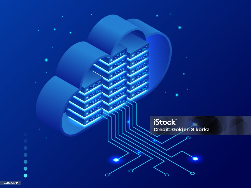 Isometric modern cloud technology and networking concept. Web cloud technology business. Internet data services vector illustration. Isometric modern cloud technology and networking concept. Web cloud technology business. Internet data services vector illustration Cloud Computing stock vector