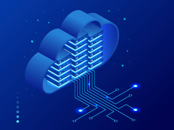 Isometric modern cloud technology and networking concept. Web cloud technology business. Internet data services vector illustration. Isometric modern cloud technology and networking concept. Web cloud technology business. Internet data services vector illustration isometric cloud server stock illustrations